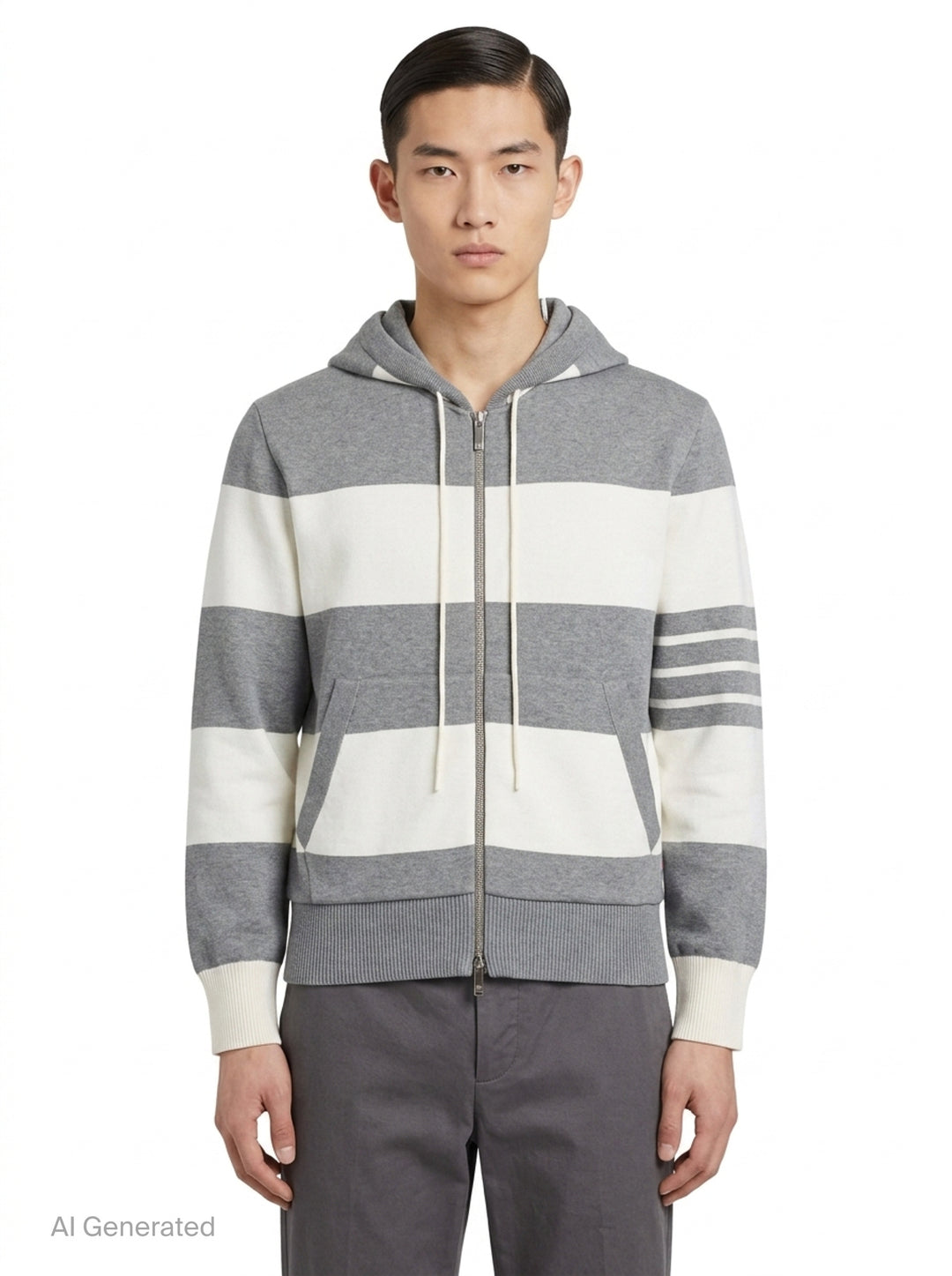 Rugby Stripe Zip-Up Hoodie | Thom Browne | Club21 - front