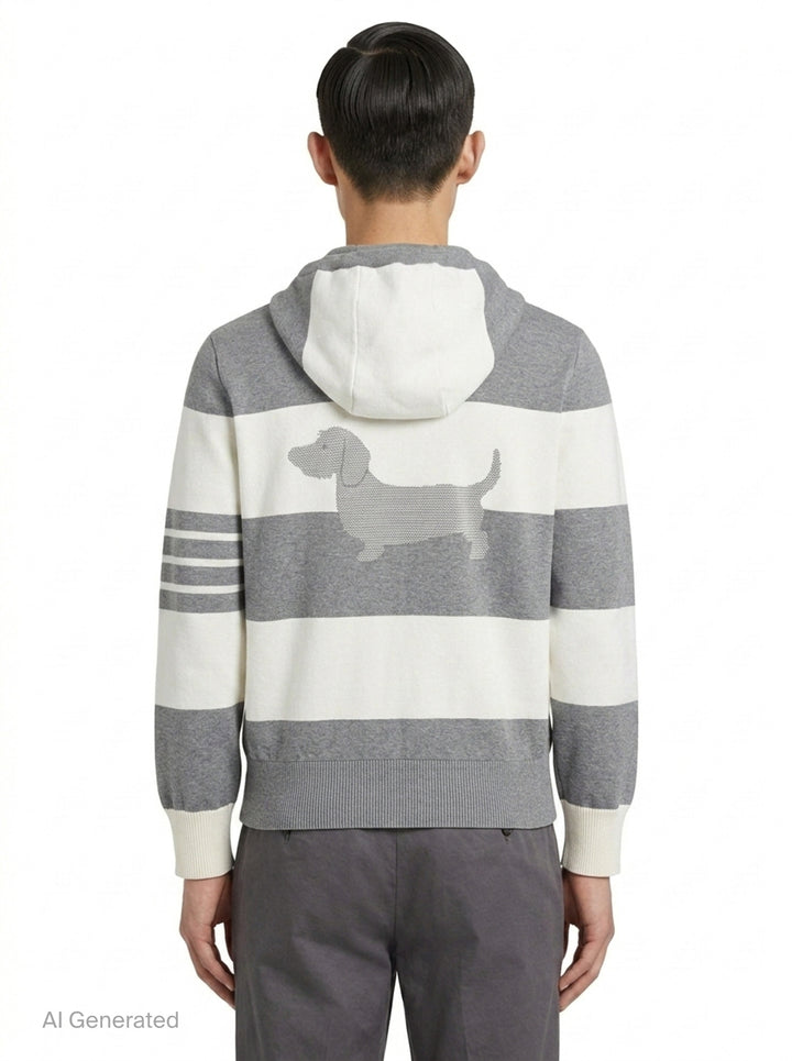 Rugby Stripe Zip-Up Hoodie | Thom Browne | Club21 - back