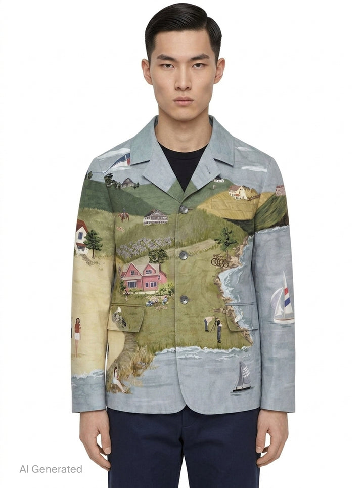 Scenic Print Cutaway Jacket | Thom Browne | Club21 - front