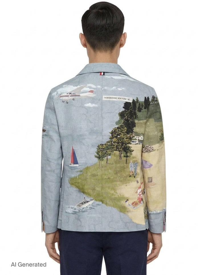 Scenic Print Cutaway Jacket | Thom Browne | Club21 - back