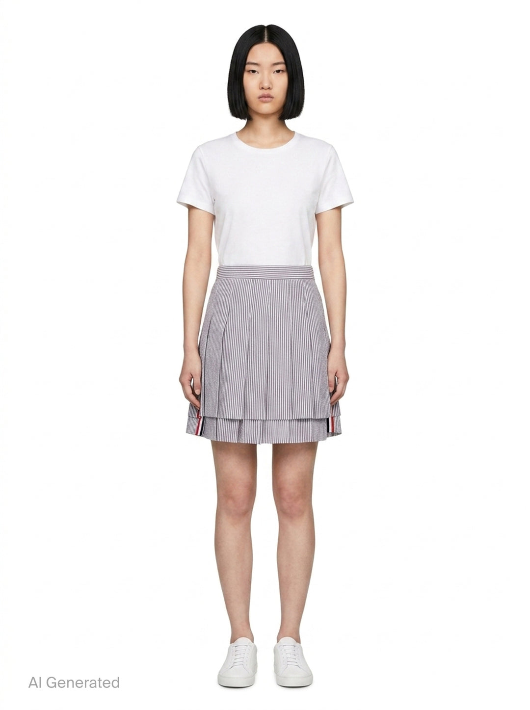 Seersucker Mini Pleated Skirt | Thom Browne | Club21 - front