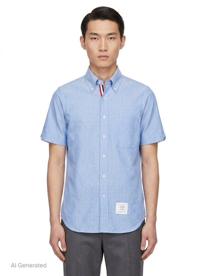 Short Sleeve Button Down Shirt | Thom Browne | Club21 - front
