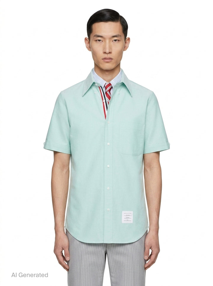 Short Sleeve Button-Down Shirt | Thom Browne | Club21 - front