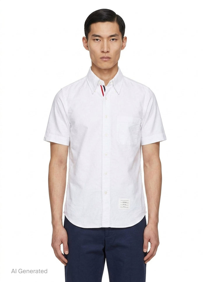 Short Sleeve Button Down Shirt | Thom Browne | Club21 - front