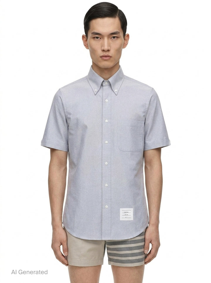 Short Sleeve Button-Down Shirt | Thom Browne | Club21 - front
