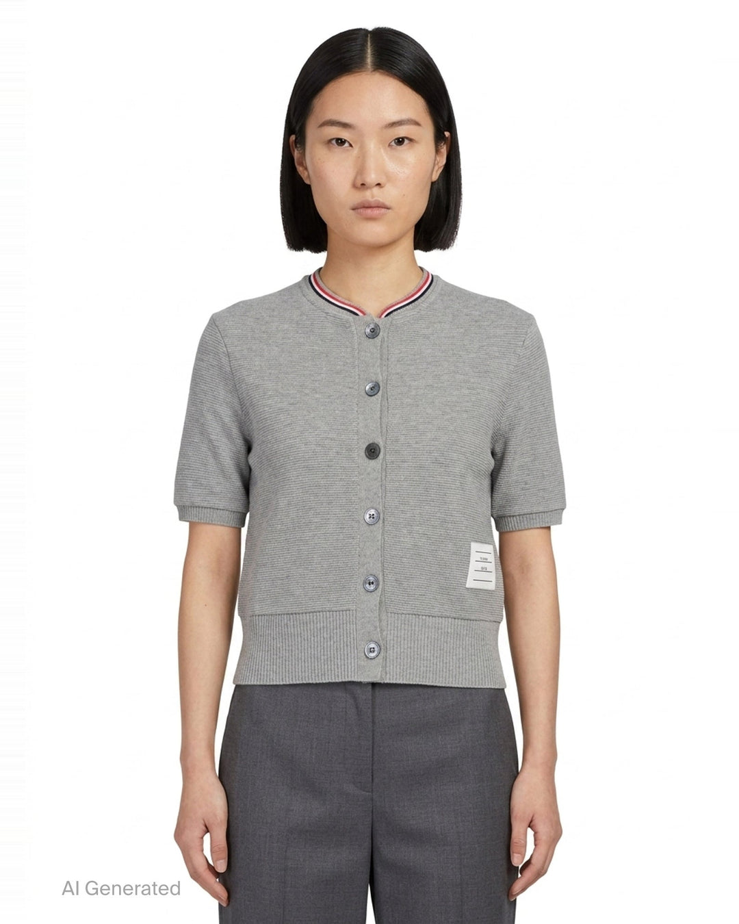 Short Sleeve Crew Neck Cardigan | Thom Browne | Club21 - front