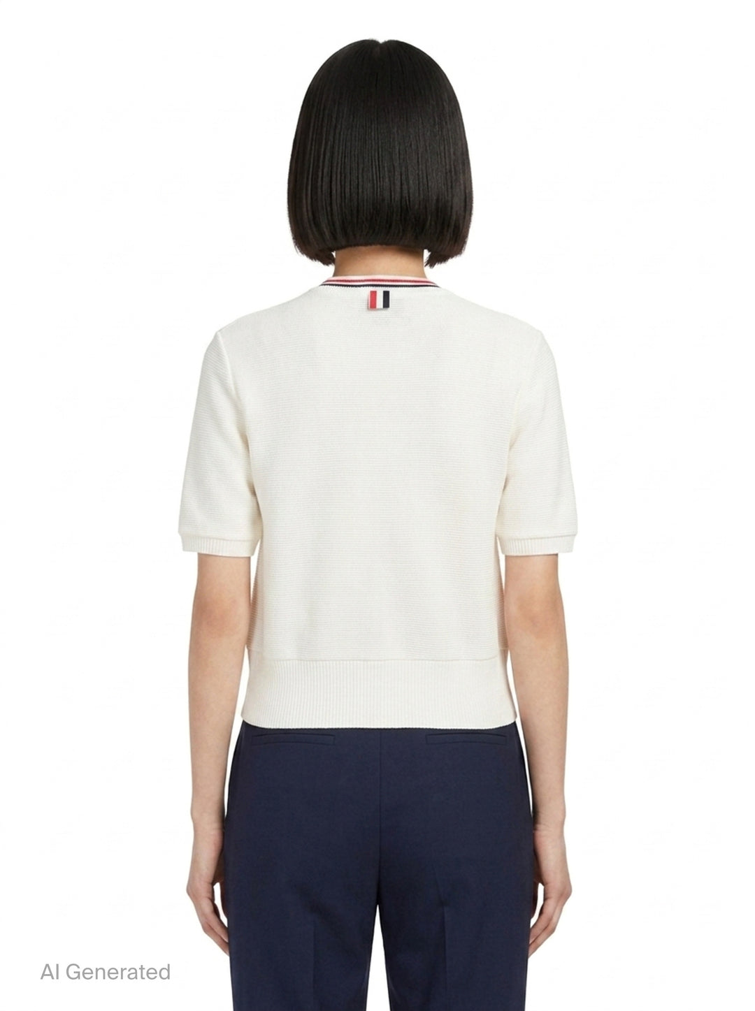 Short Sleeve Crew Neck Cardigan | Thom Browne | Club21 - back