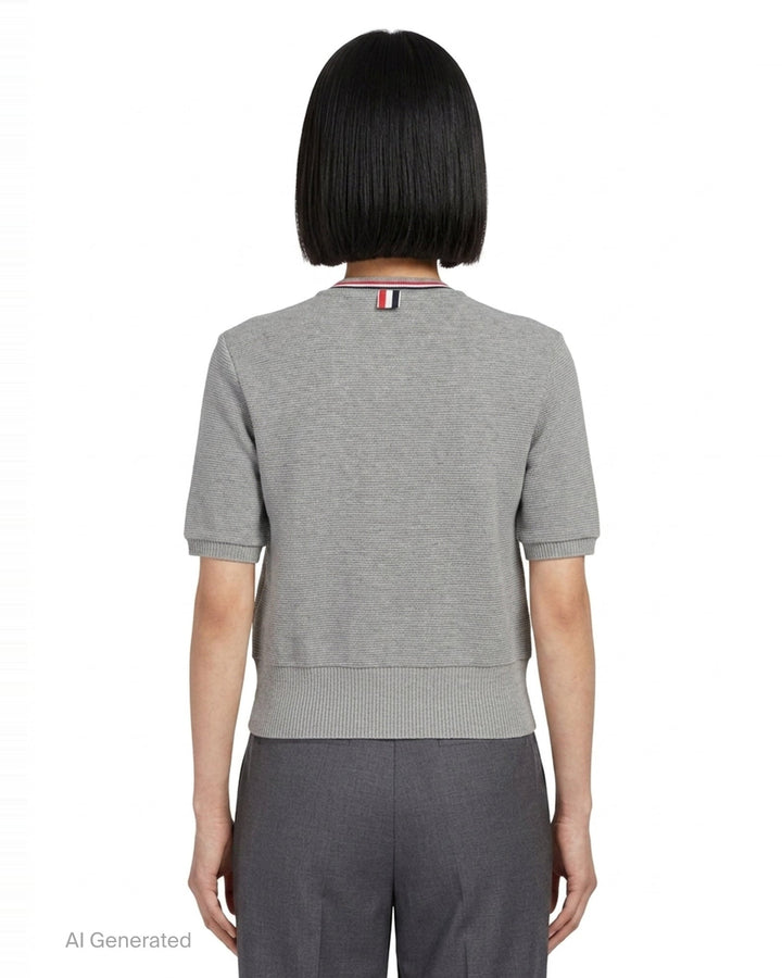 Short Sleeve Crew Neck Cardigan | Thom Browne | Club21 - back