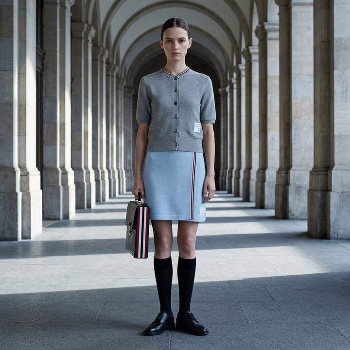 Short Sleeve Crew Neck Cardigan | Thom Browne | Club21 - lifestyle