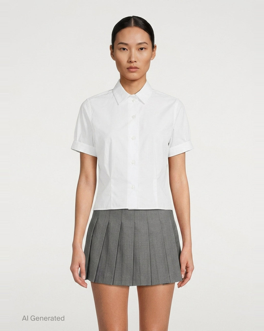 Short Sleeve Cropped Shirt | Thom Browne | Club21 - front