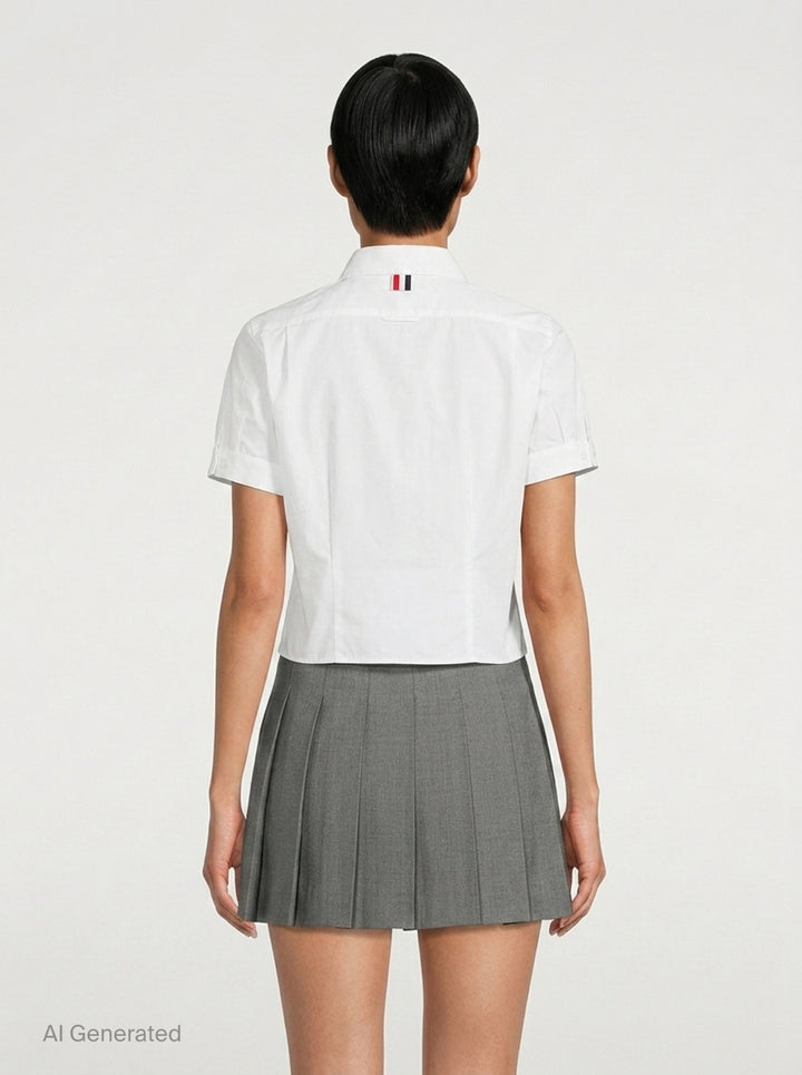 Short Sleeve Cropped Shirt | Thom Browne | Club21 - back