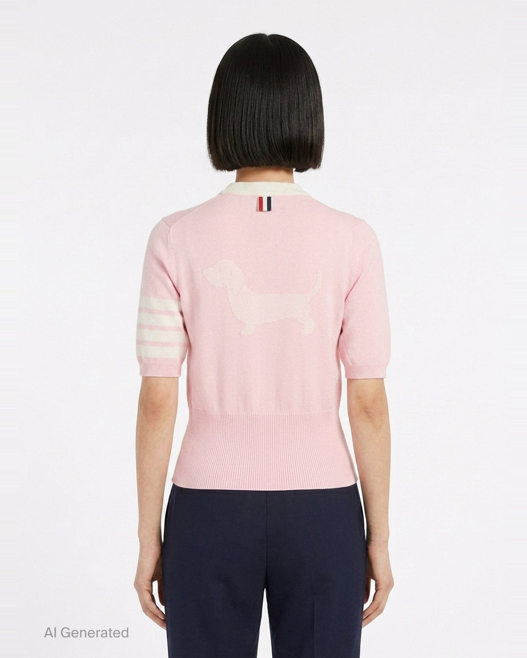 Short Sleeve Intarsia Knit Tee | Thom Browne | Club21 - back