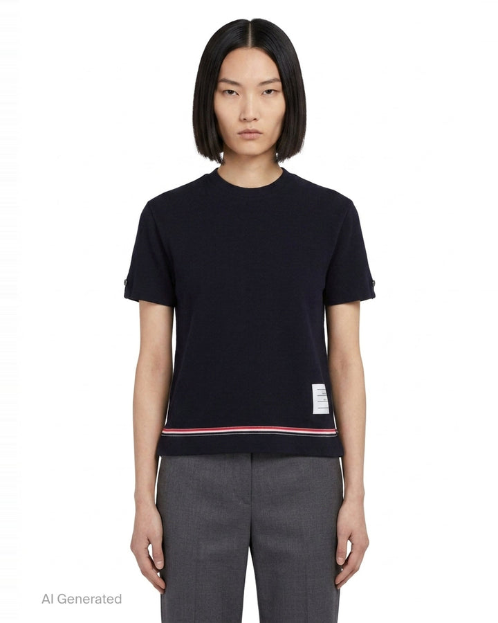 Short Sleeve Notch Tee | Thom Browne | Club21 - front
