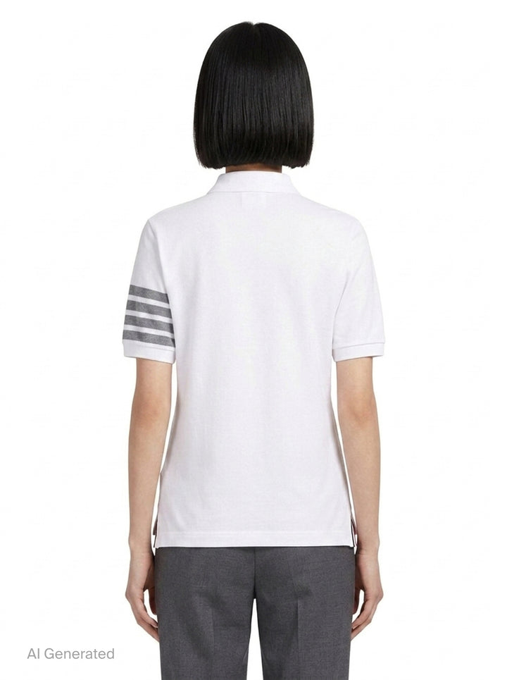 Short Sleeve Polo With 4-Bar Stripe | Thom Browne | Club21 - back