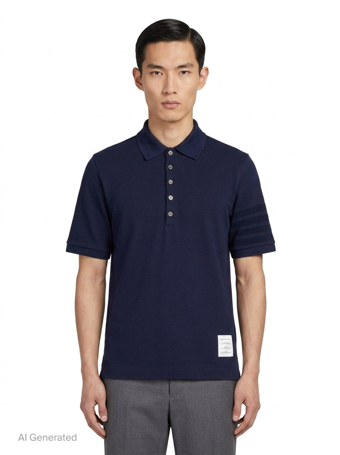 Short Sleeve Rib Cuff Polo | Thom Browne | Club21 - front