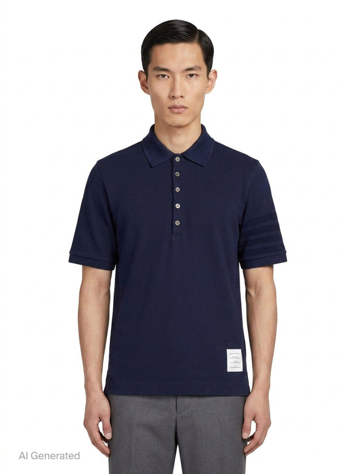 Short Sleeve Rib Cuff Polo | Thom Browne | Club21 - front
