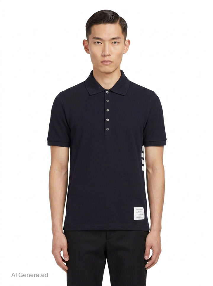 Short Sleeve Rib Cuff Polo | Thom Browne | Club21 - front