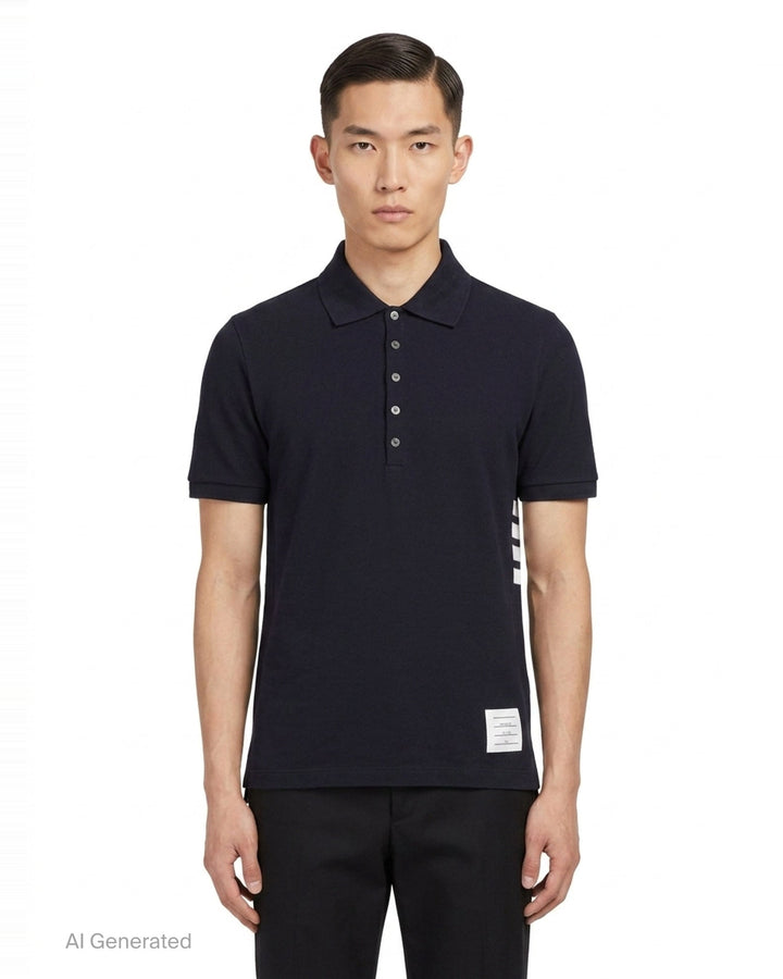 Short Sleeve Rib Cuff Polo | Thom Browne | Club21 - front