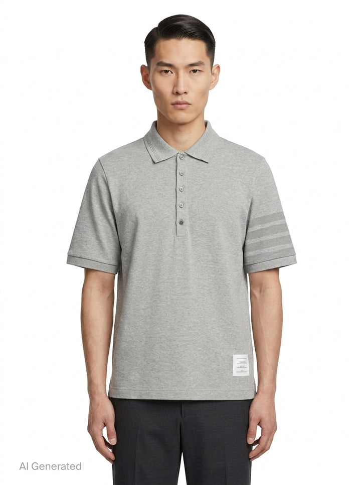 Short Sleeve Rib Cuff Polo | Thom Browne | Club21 - front