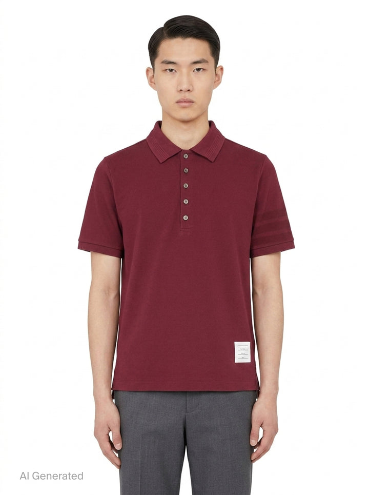 Short Sleeve Rib Cuff Polo | Thom Browne | Club21 - front