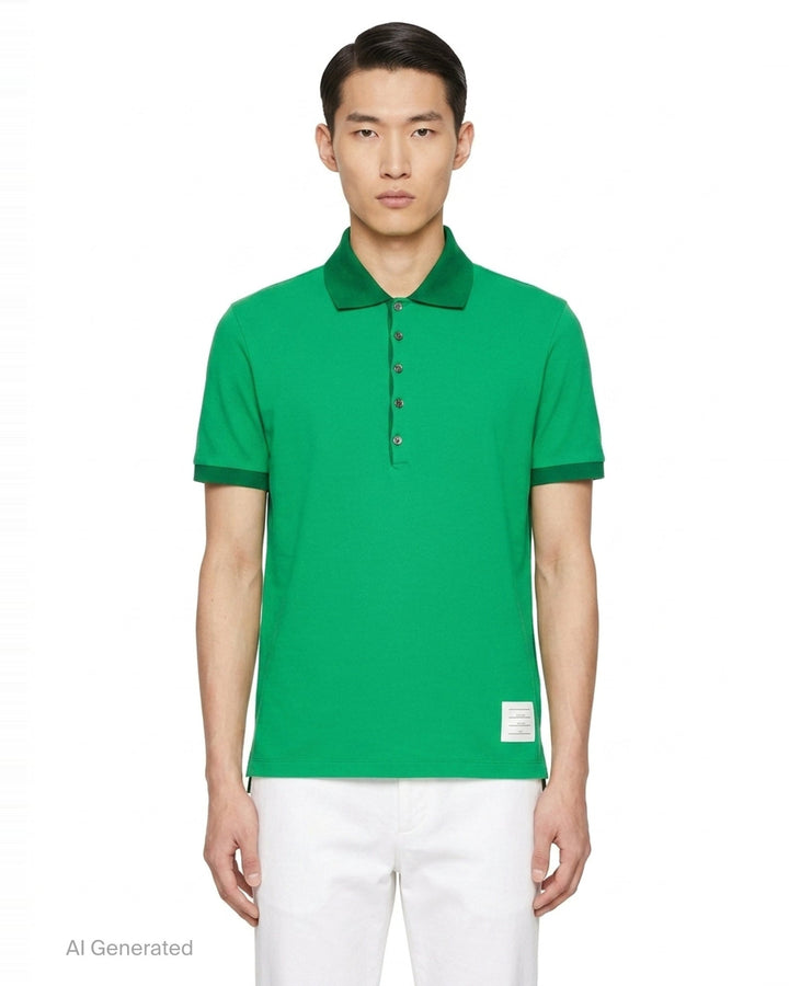 Short Sleeve Rib Cuff Polo | Thom Browne | Club21 - front
