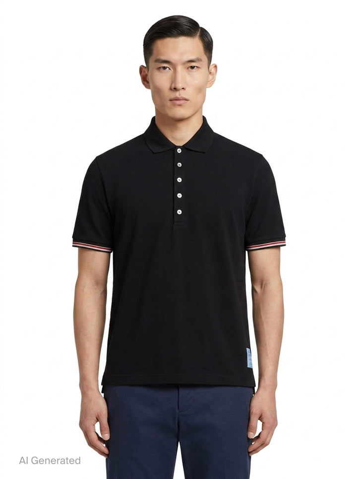 Short Sleeve Rib Cuff Polo | Thom Browne | Club21 - front