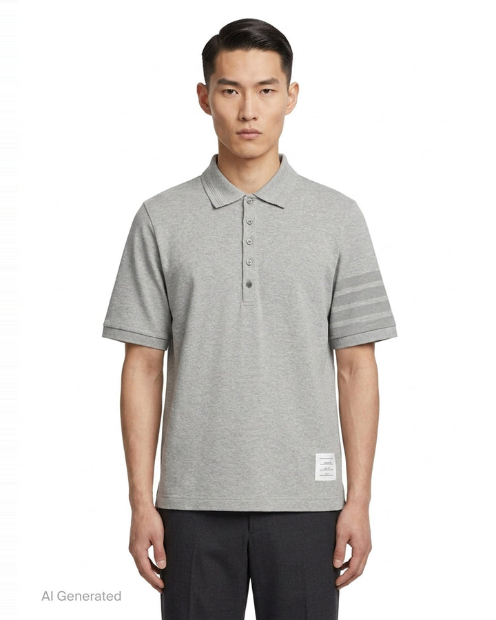 Short Sleeve Rib Cuff Polo | Thom Browne | Club21 - front