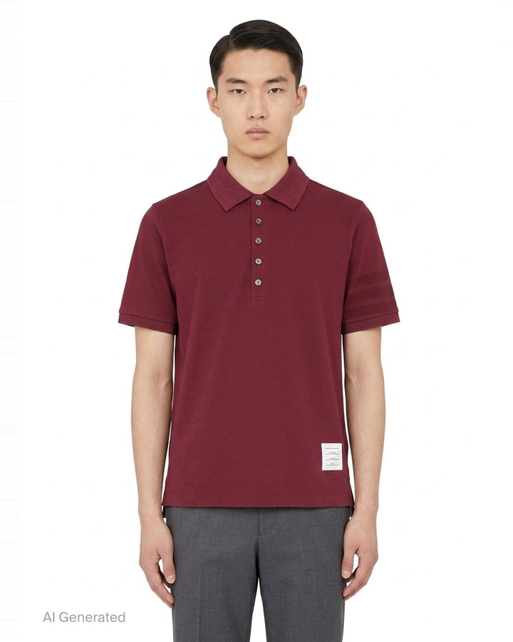Short Sleeve Rib Cuff Polo | Thom Browne | Club21 - front