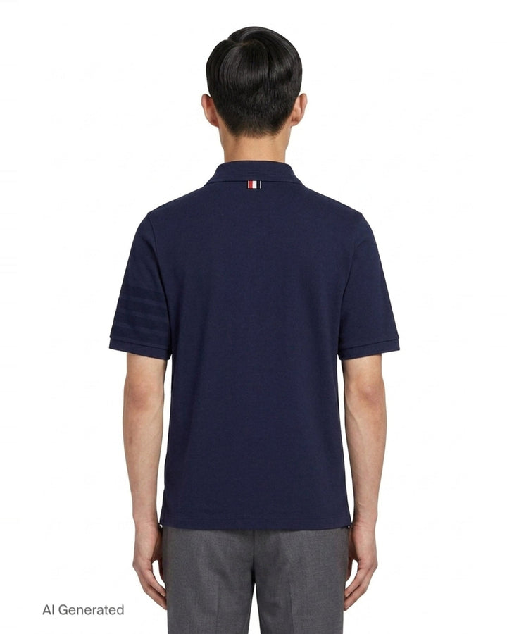 Short Sleeve Rib Cuff Polo | Thom Browne | Club21 - back
