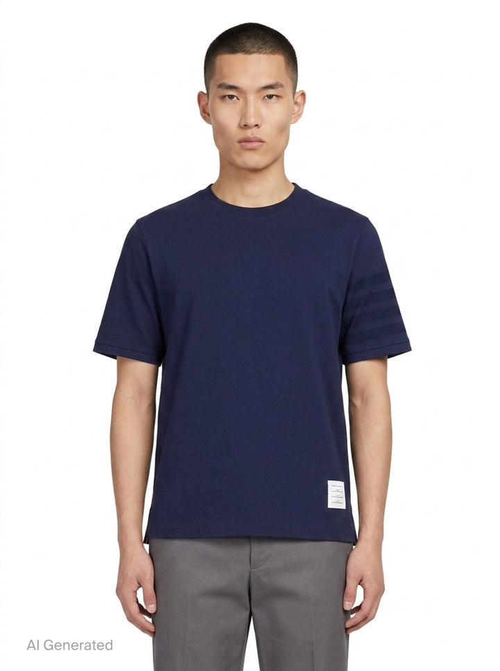 Short Sleeve Rib Cuff Tee | Thom Browne | Club21 - front