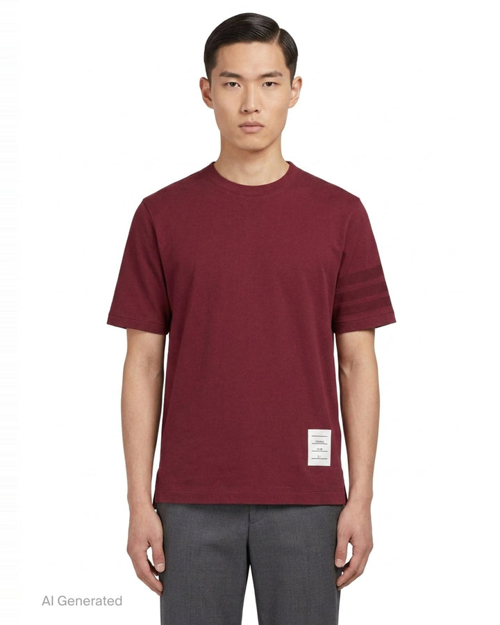Short Sleeve Rib Cuff Tee | Thom Browne | Club21 - front