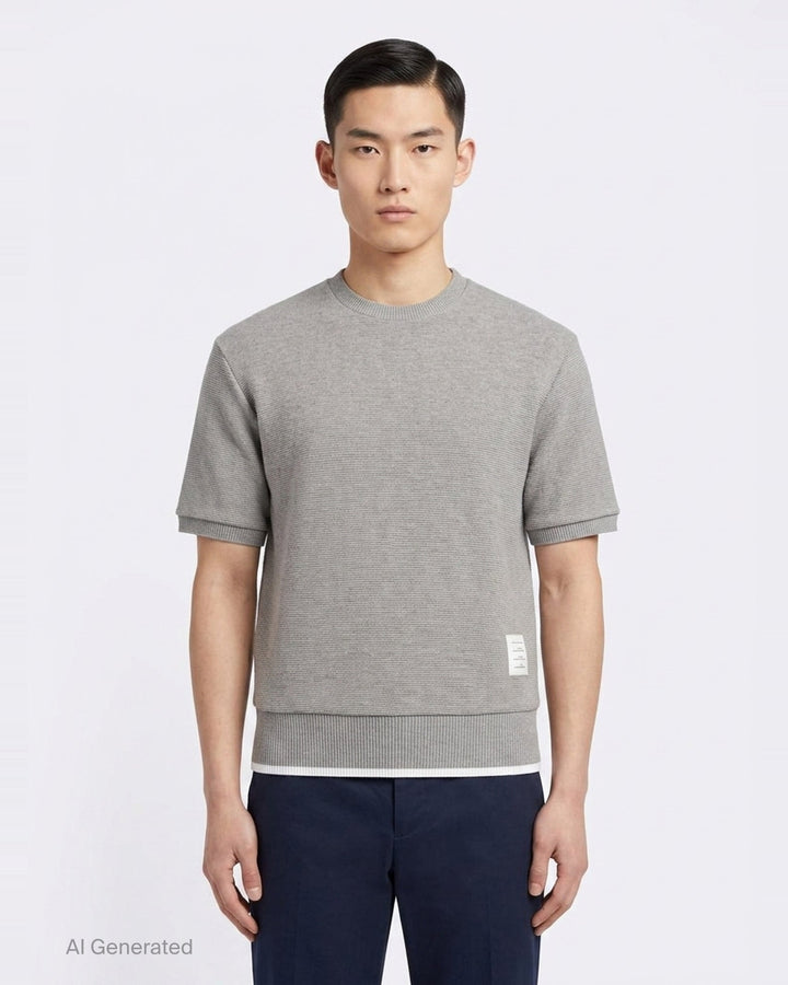 Short Sleeve Rib Cuff Tee | Thom Browne | Club21 - front