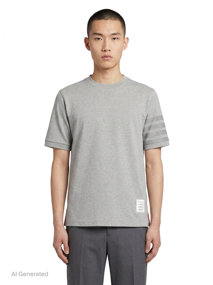 Short Sleeve Rib Cuff Tee | Thom Browne | Club21 - front