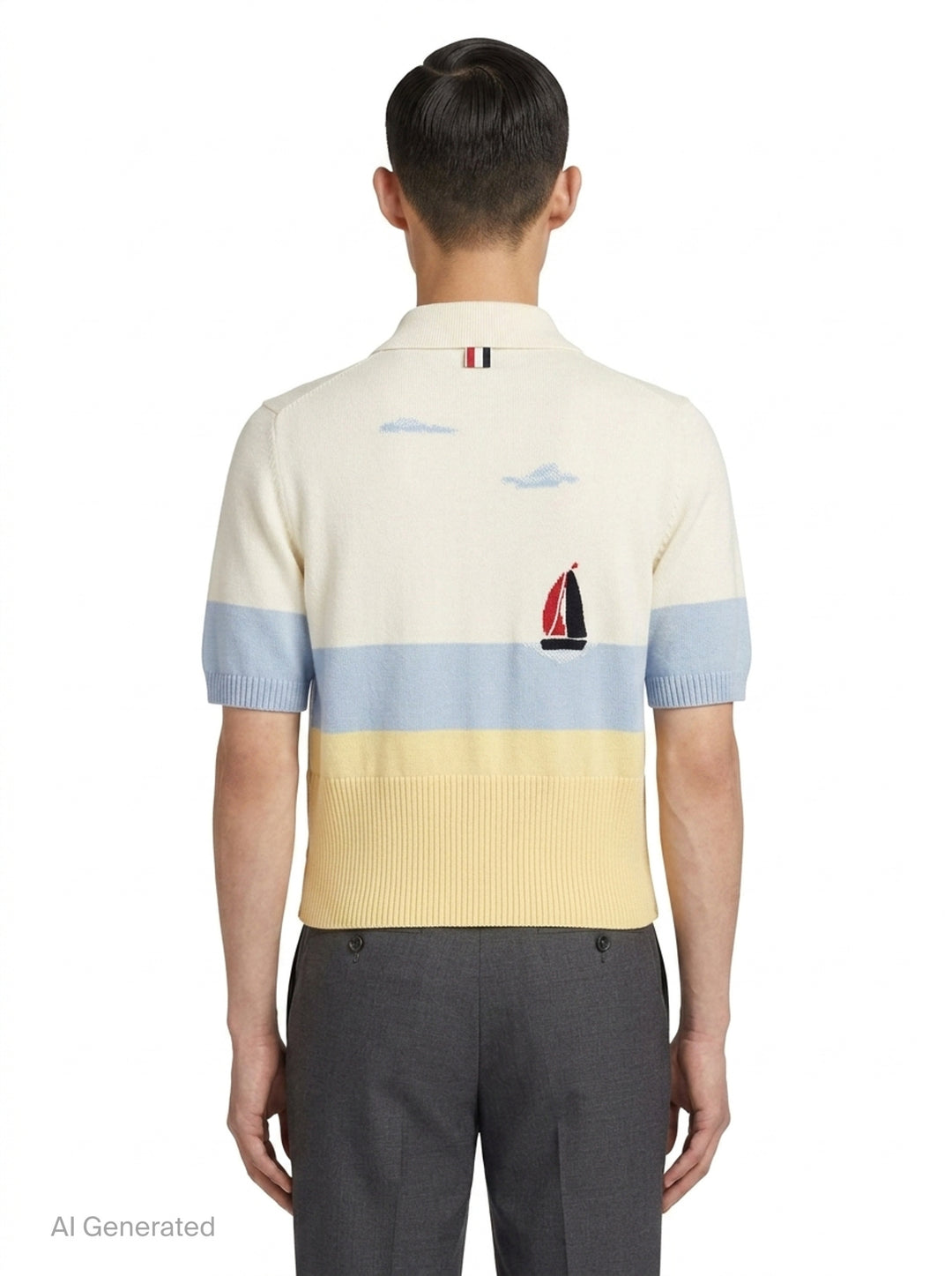 Short Sleeve Sailboat Polo | Thom Browne | Club21 - back
