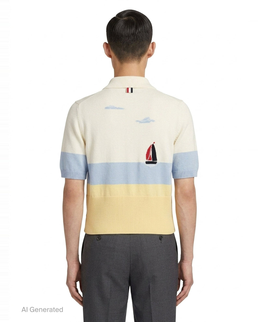 Short Sleeve Sailboat Polo | Thom Browne | Club21 - back