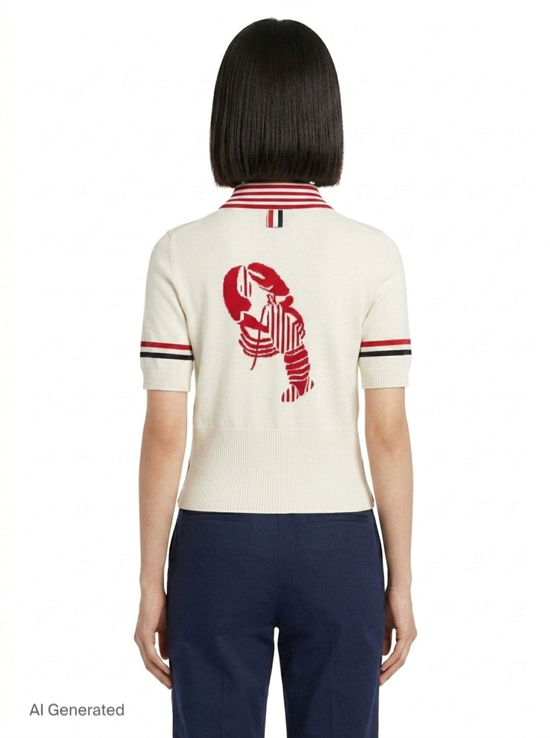 Short Sleeve Striped Polo | Thom Browne | Club21 - back