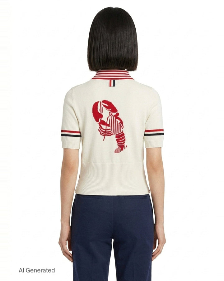 Short Sleeve Striped Polo | Thom Browne | Club21 - back