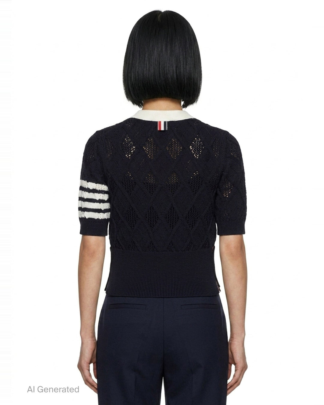 Short Sleeve V-Neck Cardigan | Thom Browne | Club21 - back