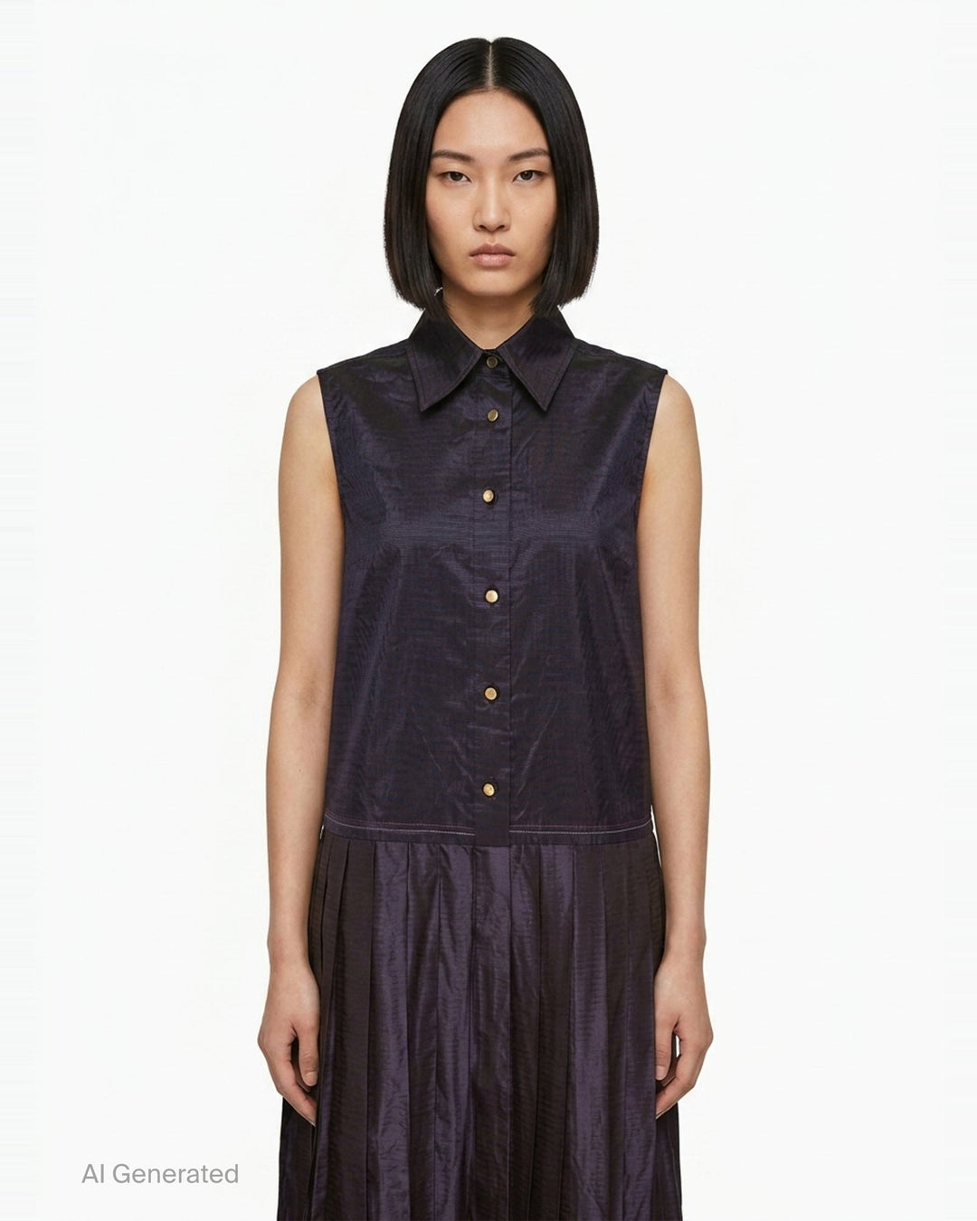 Sleeveless Pleated Bottom Shirtdress | Thom Browne | Club21 - front