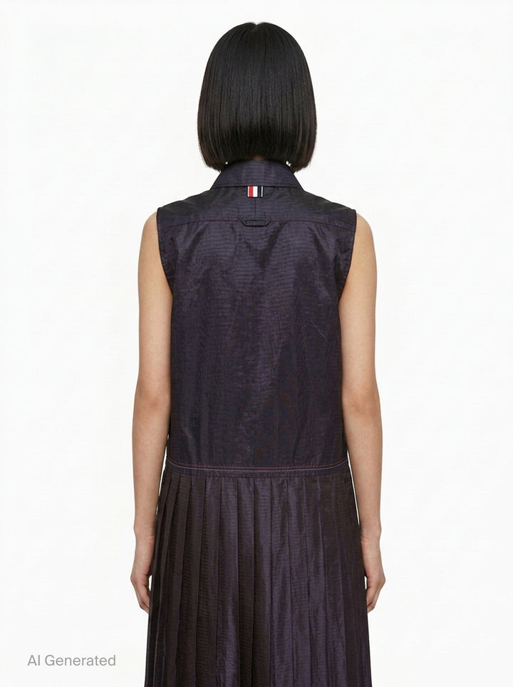 Sleeveless Pleated Bottom Shirtdress | Thom Browne | Club21 - back