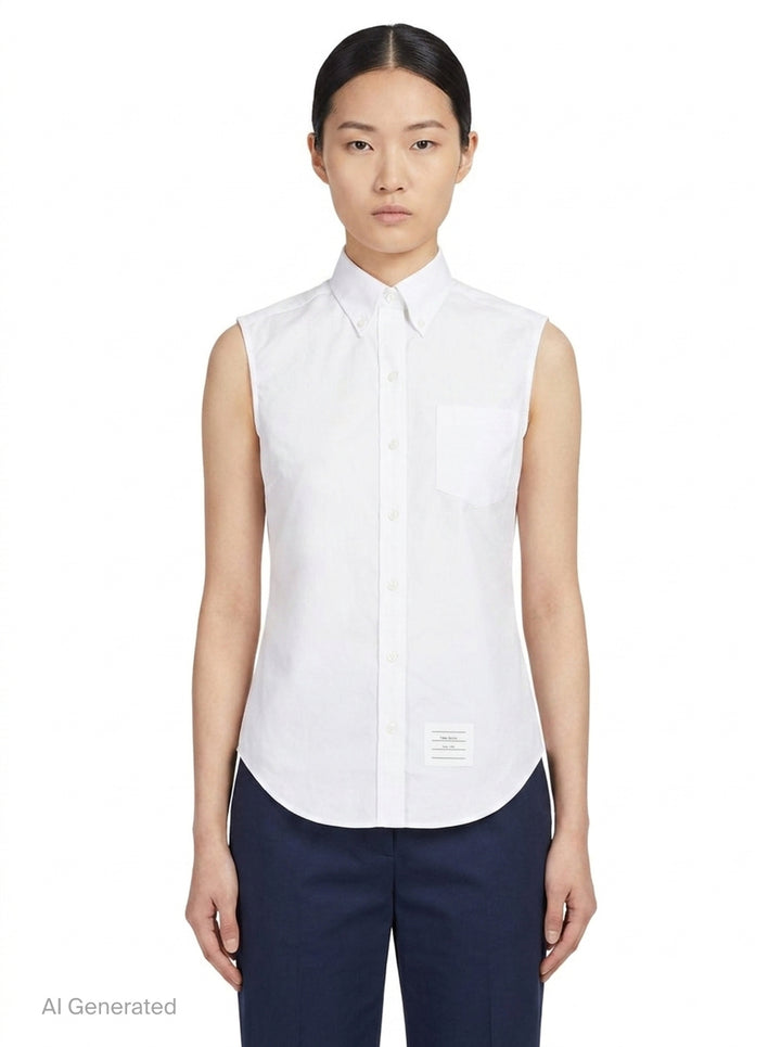 Sleeveless Point Collar Top | Thom Browne | Club21 - front