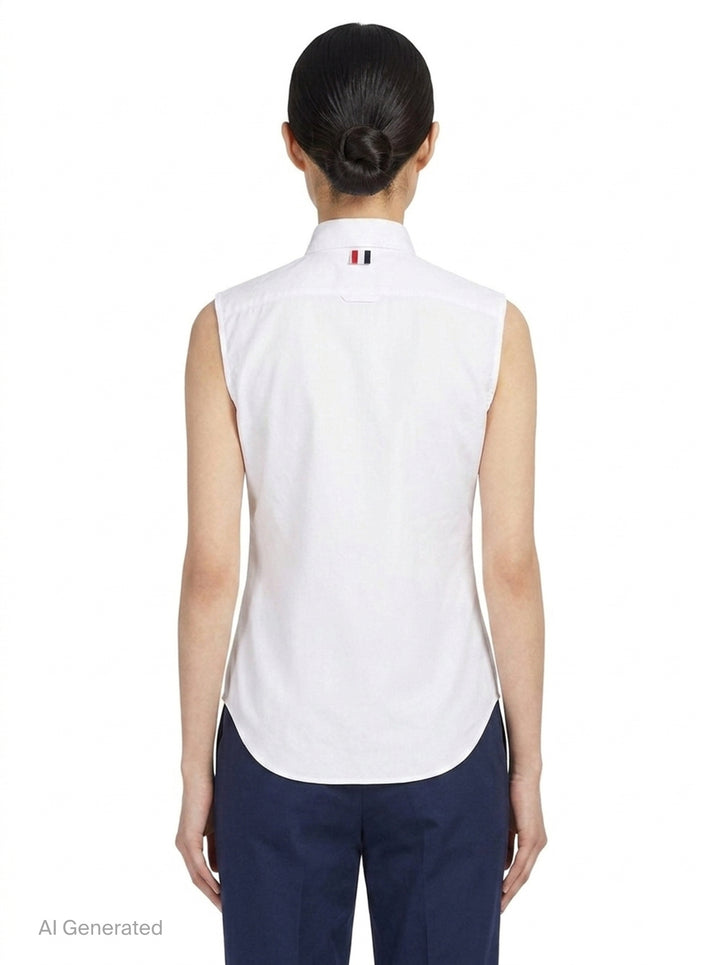 Sleeveless Point Collar Top | Thom Browne | Club21 - back