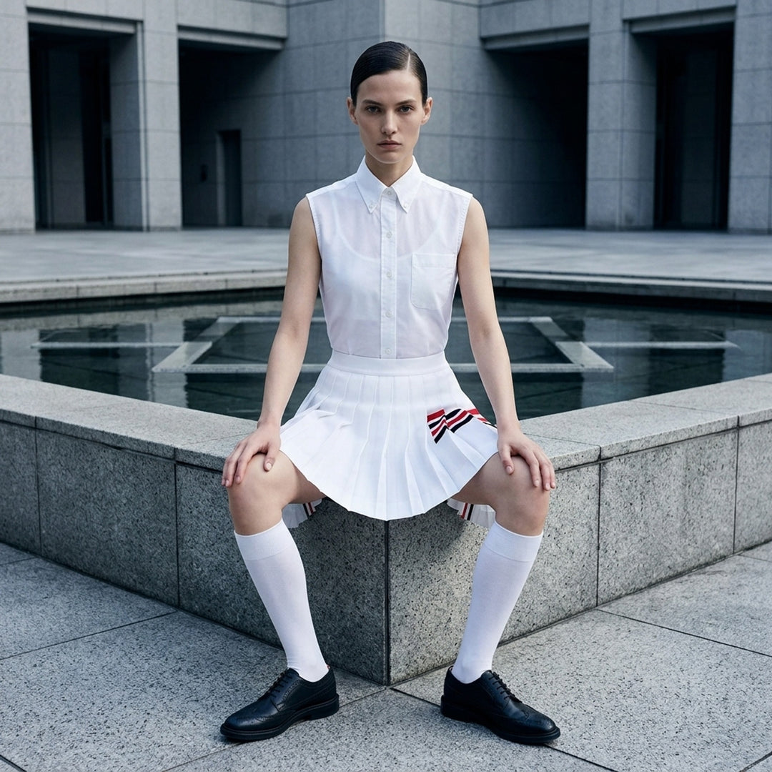 Sleeveless Point Collar Top | Thom Browne | Club21 - lifestyle