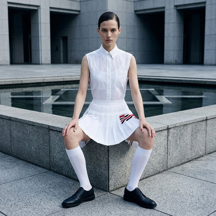 Sleeveless Point Collar Top | Thom Browne | Club21 - lifestyle