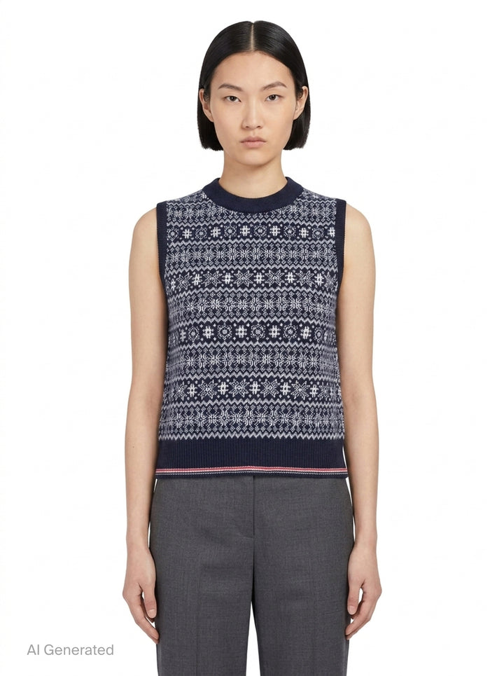 Snowflake Fair Isle Knit Vest | Thom Browne | Club21 - front