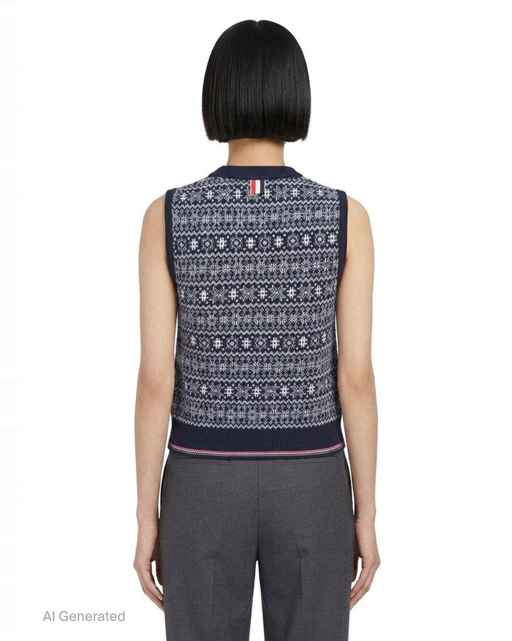 Snowflake Fair Isle Knit Vest | Thom Browne | Club21 - back
