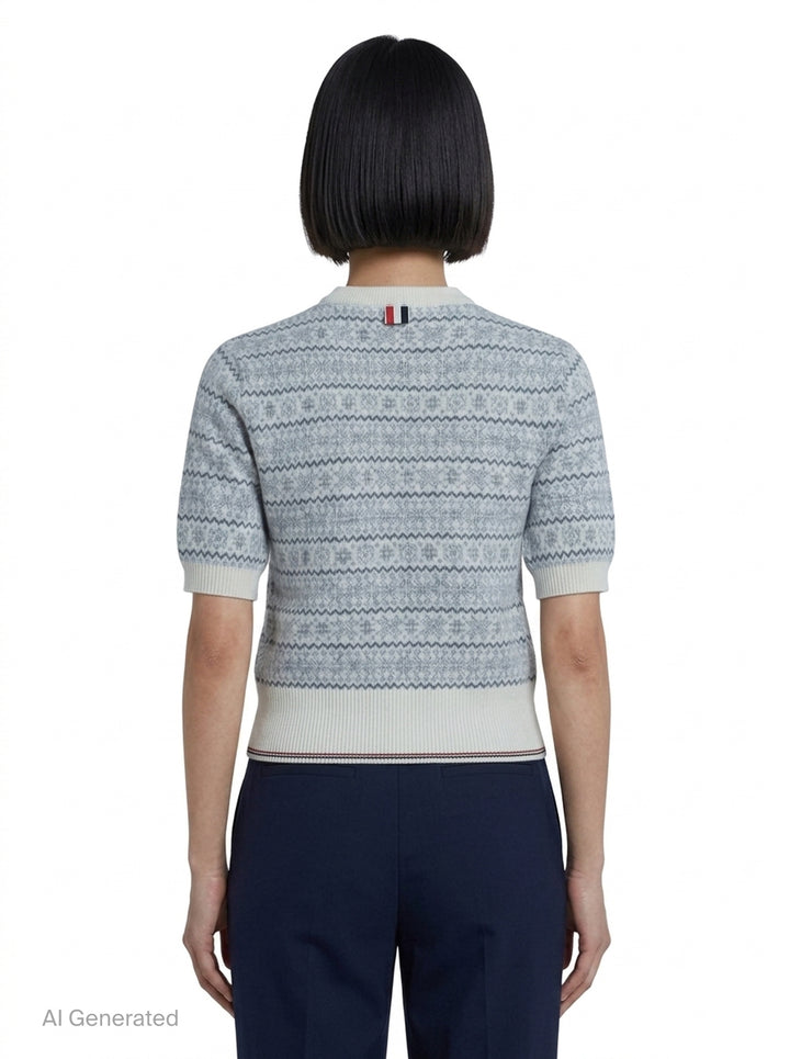 Snowflake Fair Isle Short Sleeve Knit Top | Thom Browne | Club21 - back