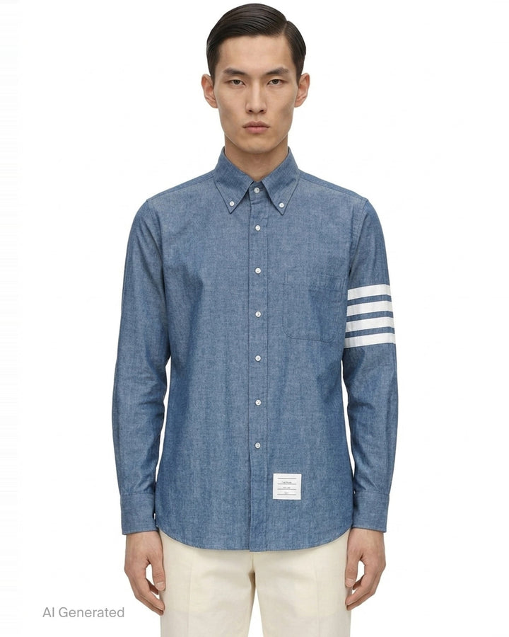 Straight Fit Button Down Shirt | Thom Browne | Club21 - front
