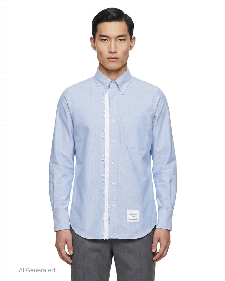 Straight Fit Long Sleeve Button-Down Shirt | Thom Browne | Club21 - front