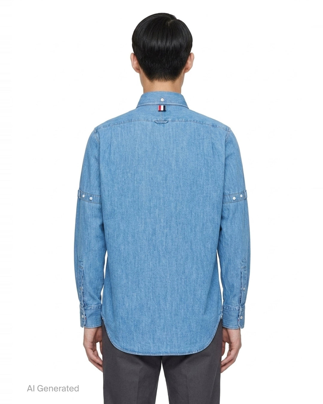 Straight Fit Long Sleeve Denim Shirt | Thom Browne | Club21 - back